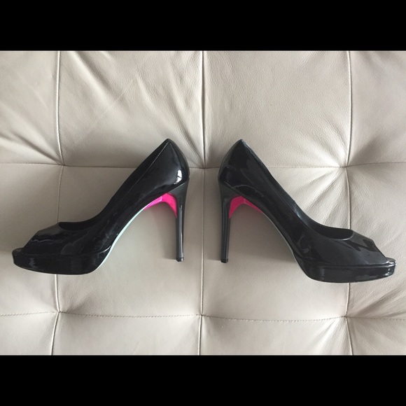 Ruthie Davis Open-Toed Black Pumps Heels 10 Patent - Picture 5 of 8